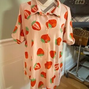 LuLaRoe Pink Strawberry Blouse
